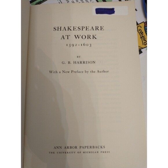 Shakespeare at Work GB Harrison Vintage Paperback - Picture 4 of 4